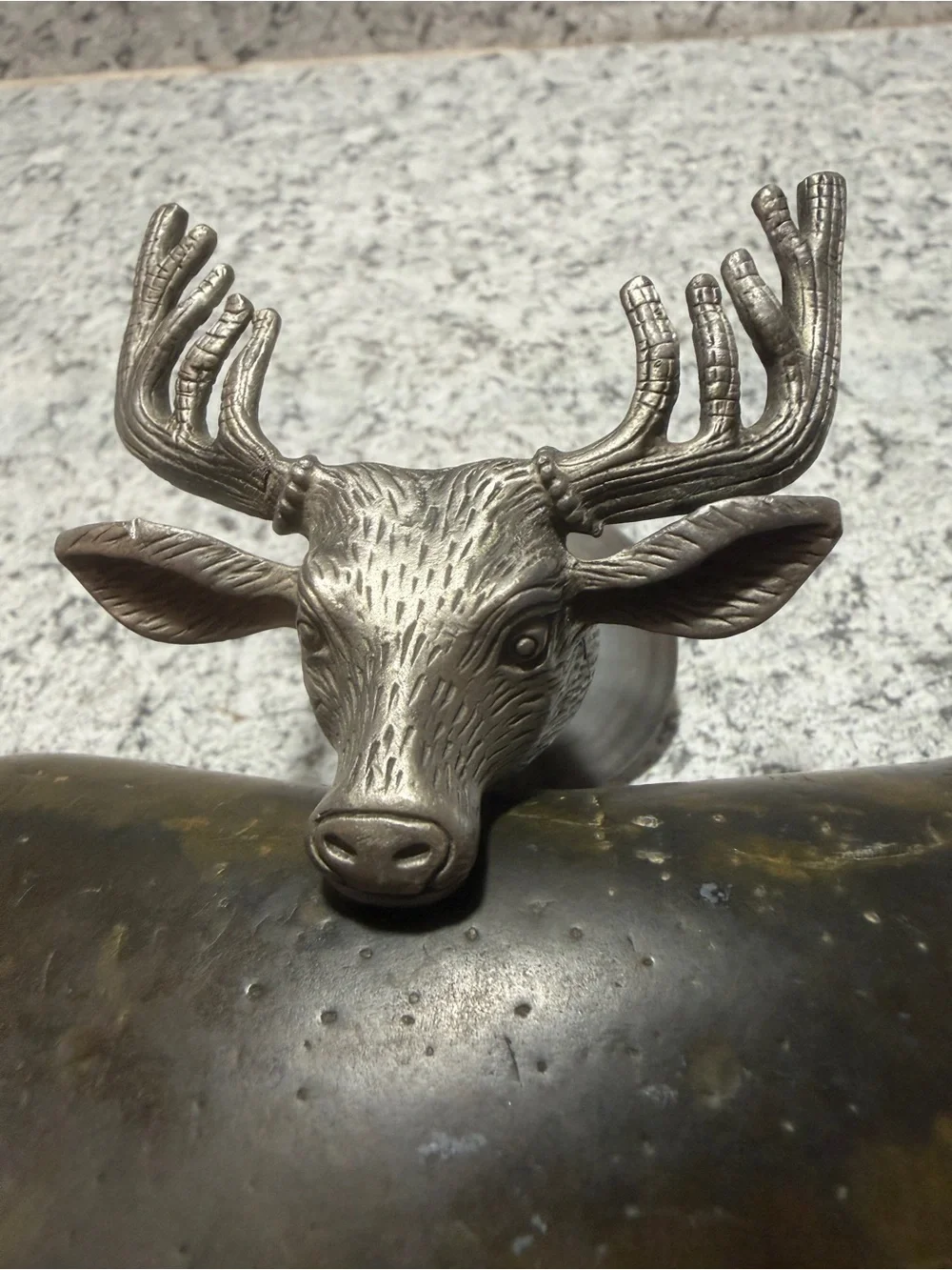 Vintage Jägermeister Pewter and Stainless Steel Stag Head Shot Glass and Jigger